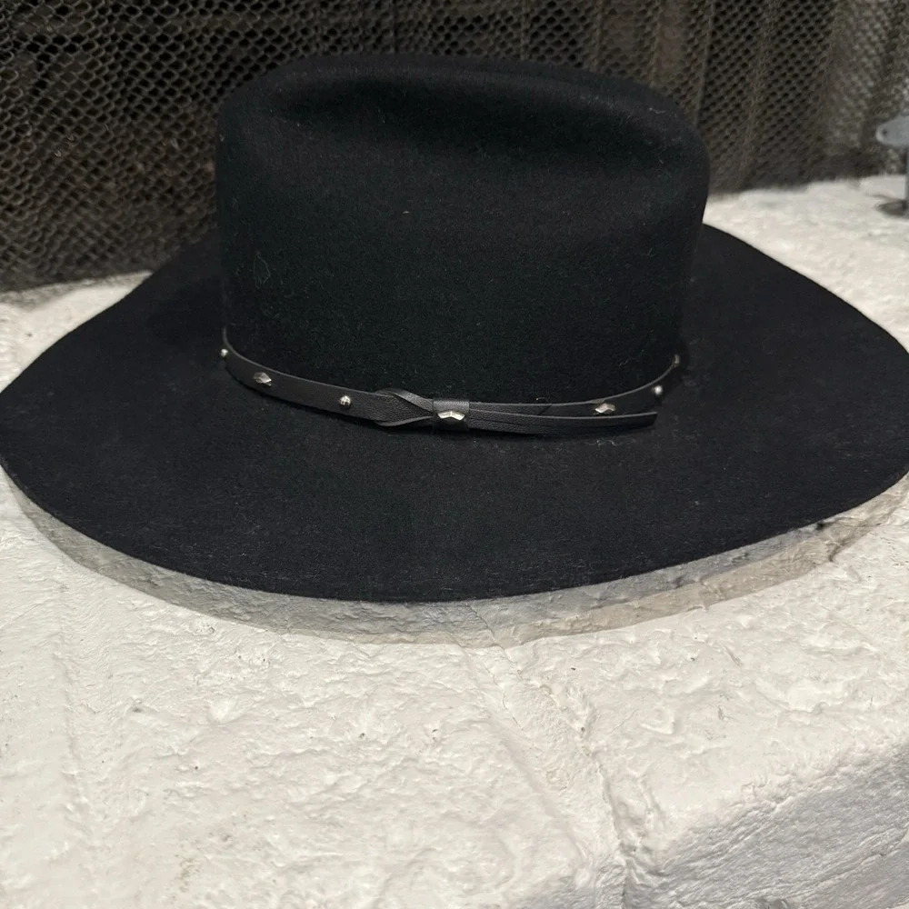 Vintage Stallion Stetson XX Premium Wool Black Cowboy Western Hat Size 6 7/8